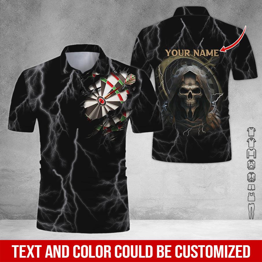 Customized Name Darts Polo Shirt, Personalized Name Darts And Grim Reaper Polo Shirt For Men - Perfect Gift For Darts Lovers, Darts Players - Image 4