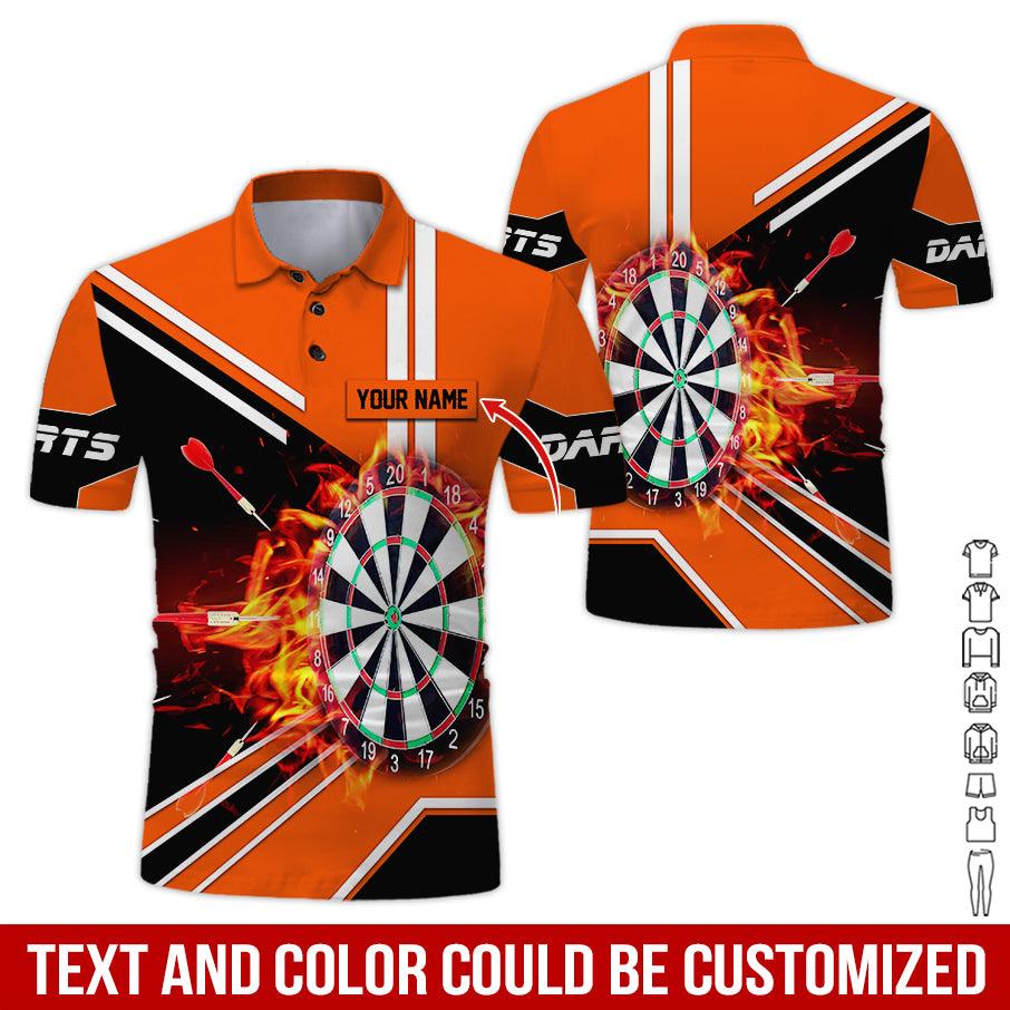 Customized Name Darts Polo Shirt, Personalized Name Darts Board Flame Polo Shirt For Men - Perfect Gift For Darts Lovers, Darts Players - Image 3