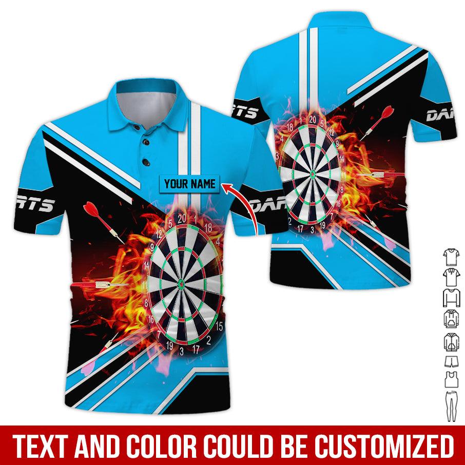 Customized Name Darts Polo Shirt, Personalized Name Darts Board Flame Polo Shirt For Men - Perfect Gift For Darts Lovers, Darts Players - Image 4