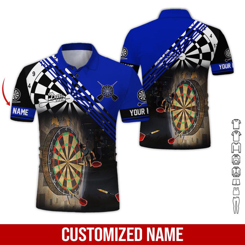 Customized Name Darts Polo Shirt, Personalized Name Love Trumpet Darts Polo Shirt For Men - Perfect Gift For Darts Lovers, Darts Players - Image 3
