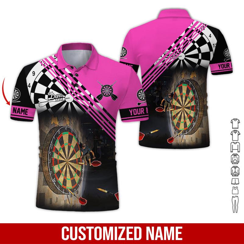 Customized Name Darts Polo Shirt, Personalized Name Love Trumpet Darts Polo Shirt For Men - Perfect Gift For Darts Lovers, Darts Players - Image 4