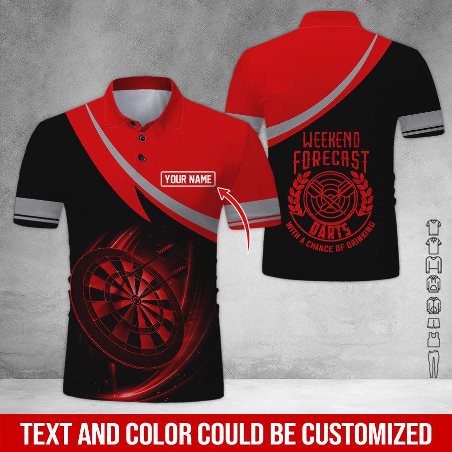 Customized Name Darts Polo Shirt, Personalized Name Weekend Forecast Darts Polo Shirt For Men - Perfect Gift For Darts Lovers, Darts Players