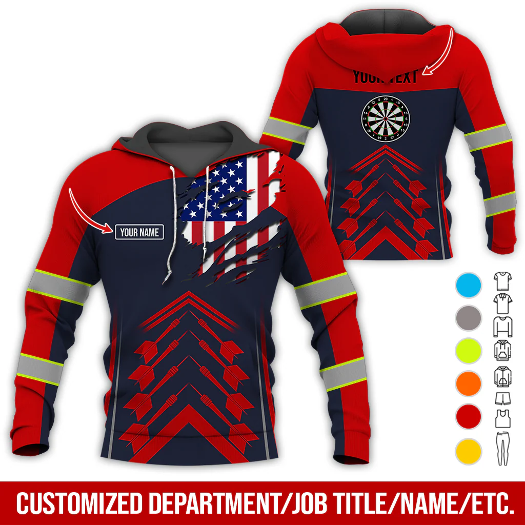 Customized Name Darts Premium Hoodie, American Flag Pattern Hoodie For Men & Women, Perfect Gift For Darts Lovers, Friend, Family - Image 4