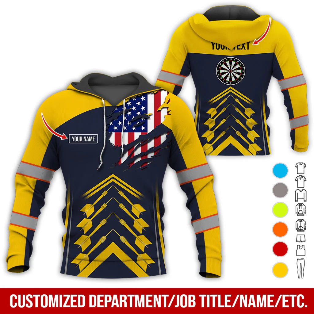 Customized Name Darts Premium Hoodie, American Flag Pattern Hoodie For Men & Women, Perfect Gift For Darts Lovers, Friend, Family - Image 5