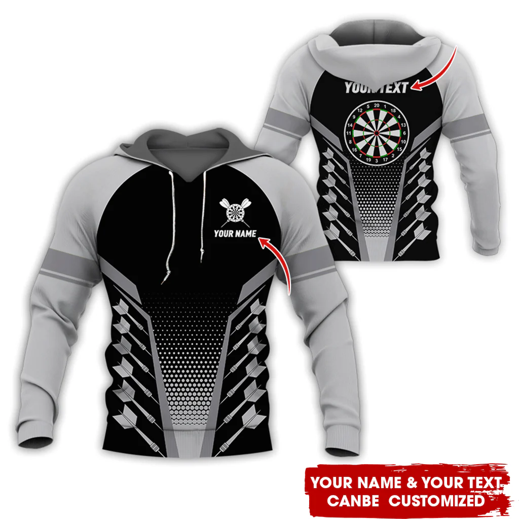 Customized Name Darts Premium Hoodie, Darts & Dartboards Pattern Love Darts Hoodie - Gift For Darts Lovers, Friend, Family - Image 2