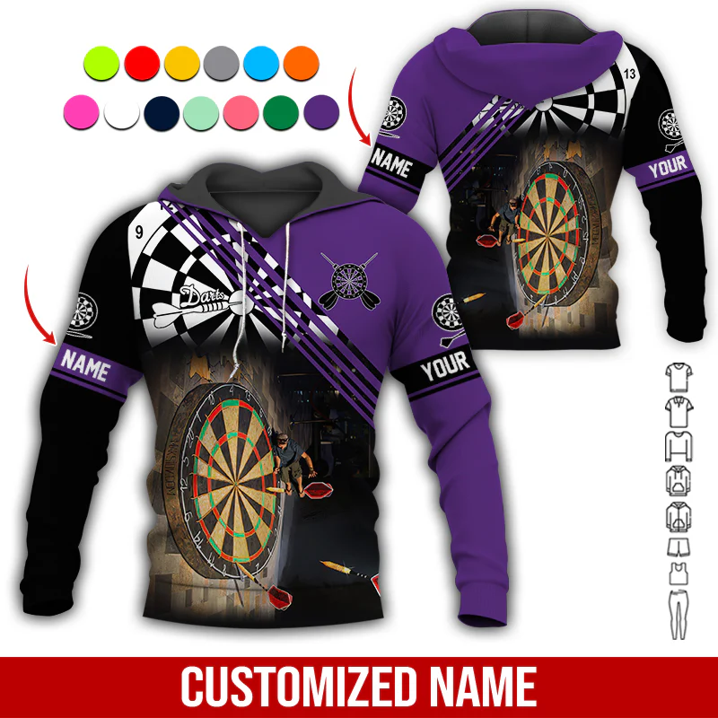 Customized Name Darts Premium Hoodie, Giant Dartboards Black Hoodie, Perfect Gift For Darts Lovers, Friend, Family - Image 11