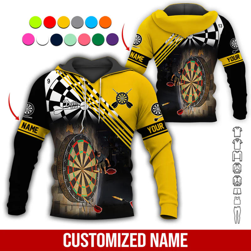 Customized Name Darts Premium Hoodie, Giant Dartboards Black Hoodie, Perfect Gift For Darts Lovers, Friend, Family - Image 4