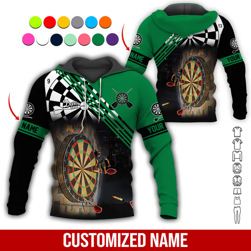 Customized Name Darts Premium Hoodie, Giant Dartboards Black Hoodie, Perfect Gift For Darts Lovers, Friend, Family - Image 5