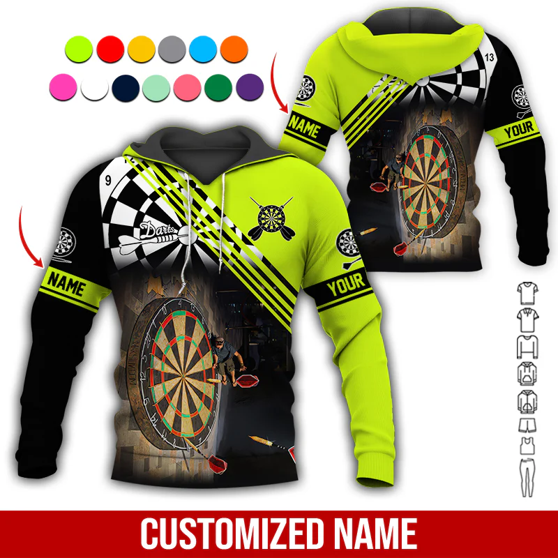 Customized Name Darts Premium Hoodie, Giant Dartboards Black Hoodie, Perfect Gift For Darts Lovers, Friend, Family - Image 6
