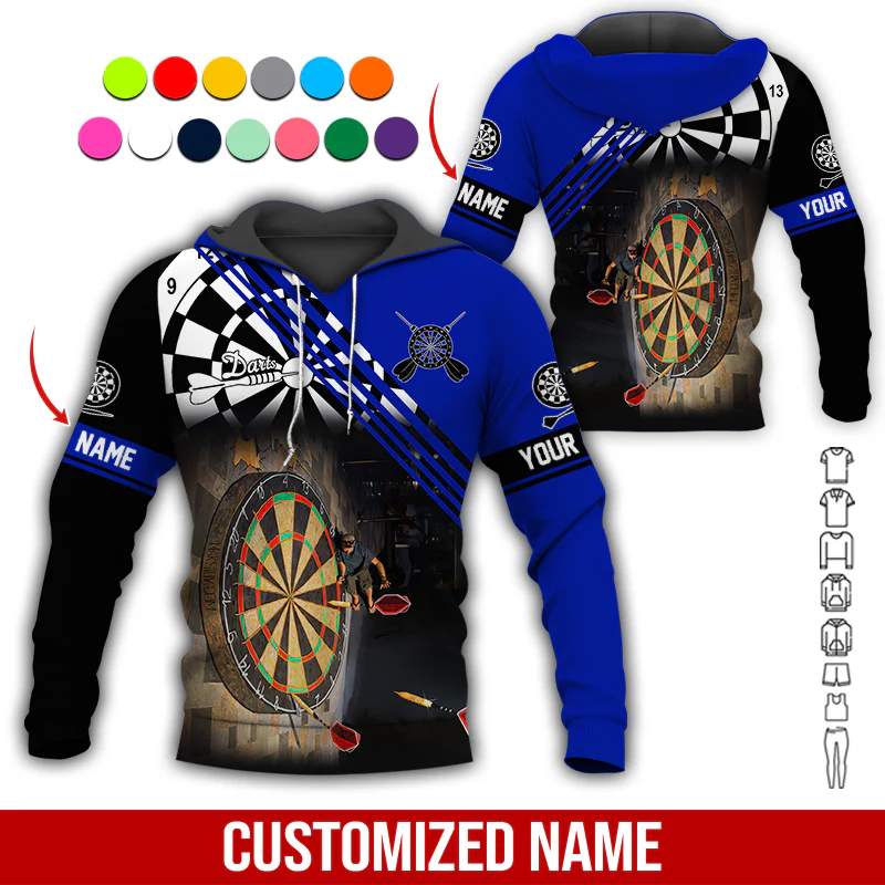 Customized Name Darts Premium Hoodie, Giant Dartboards Black Hoodie, Perfect Gift For Darts Lovers, Friend, Family - Image 7