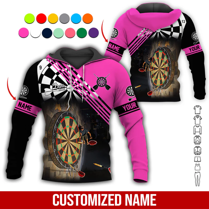 Customized Name Darts Premium Hoodie, Giant Dartboards Black Hoodie, Perfect Gift For Darts Lovers, Friend, Family - Image 8