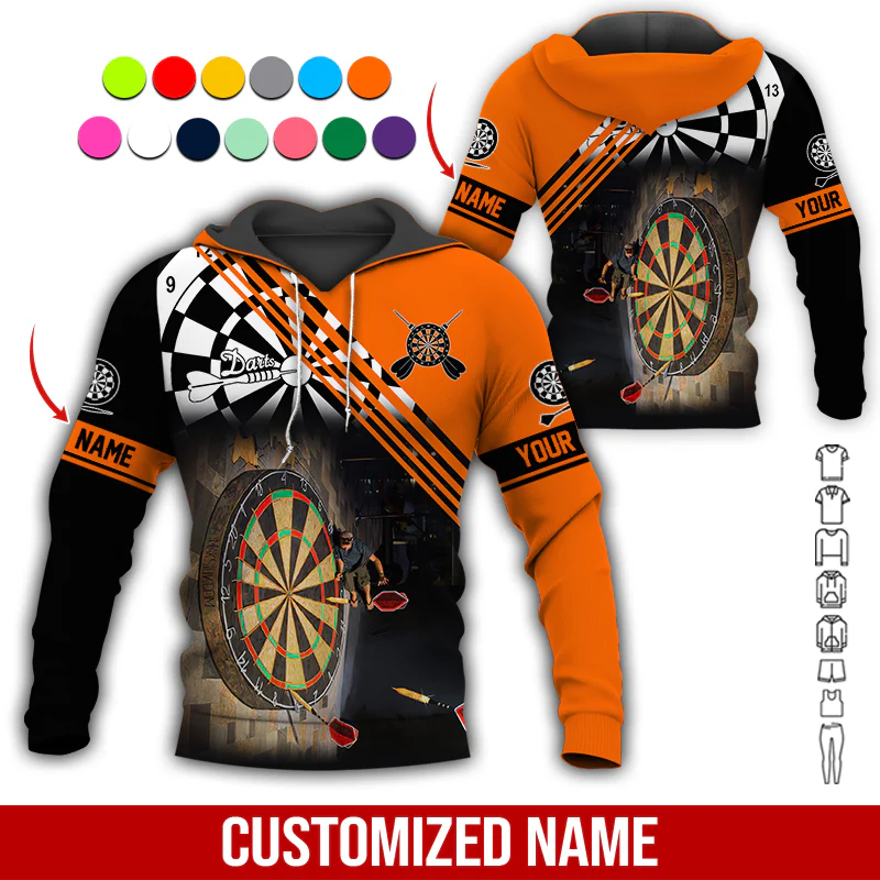 Customized Name Darts Premium Hoodie, Giant Dartboards Black Hoodie, Perfect Gift For Darts Lovers, Friend, Family - Image 9