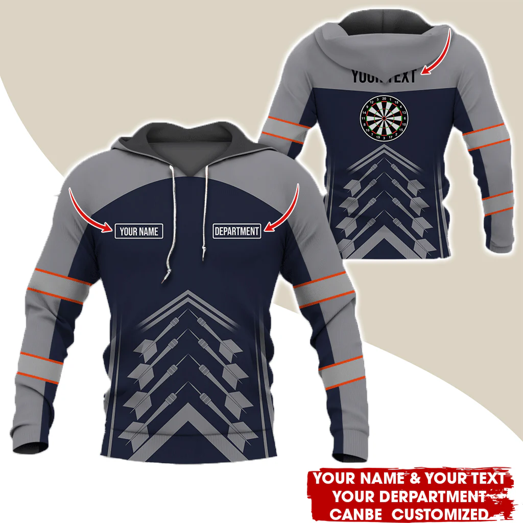 Customized Name Darts Premium Hoodie, Horizontal Stripe Pattern Hoodie For Men & Women, Perfect Gift For Darts Lovers, Friend, Family - Image 2