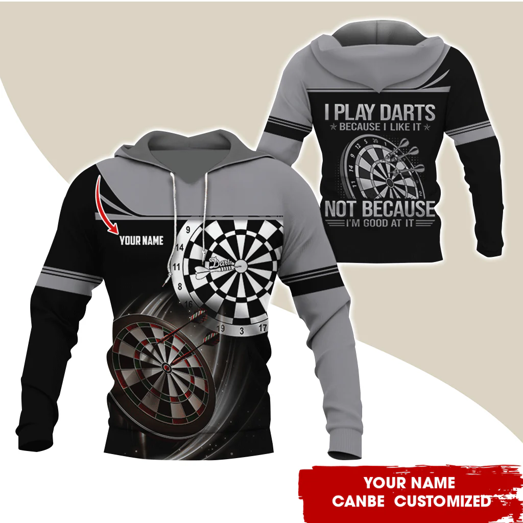 Customized Name Darts Premium Hoodie, I Play Darts Because I Like It Darts Hoodie, Perfect Gift For Darts Lovers, Darts Player - Image 2