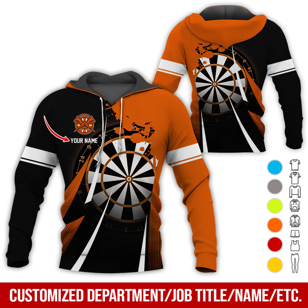Customized Name Darts Premium Hoodie, Ink Spill Pattern Darts Hoodie For Men & Women - Gift For Darts Lovers, Friend, Family - Image 4
