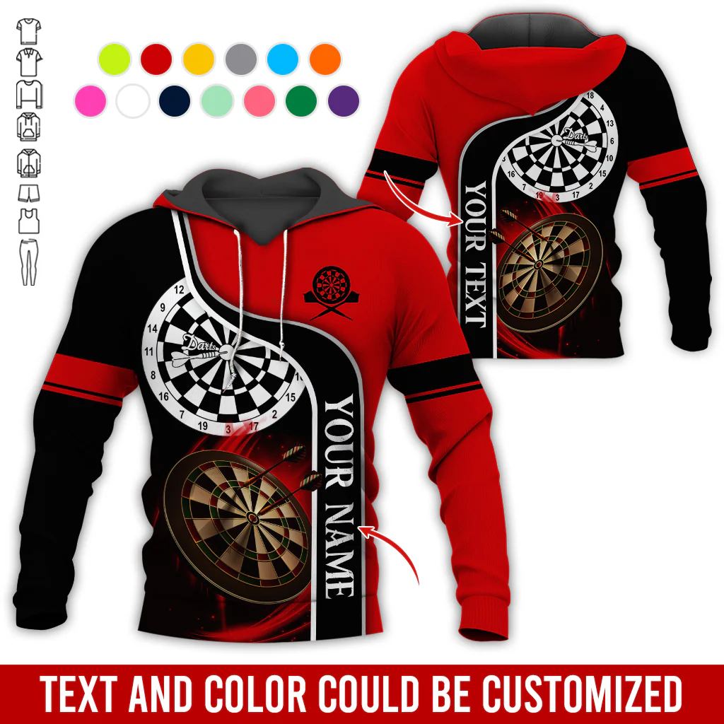 Customized Darts Premium Hoodie, Personalized Name & Text Darts Black Hoodie, Perfect Gift For Darts Lovers, Friend, Family - Image 12