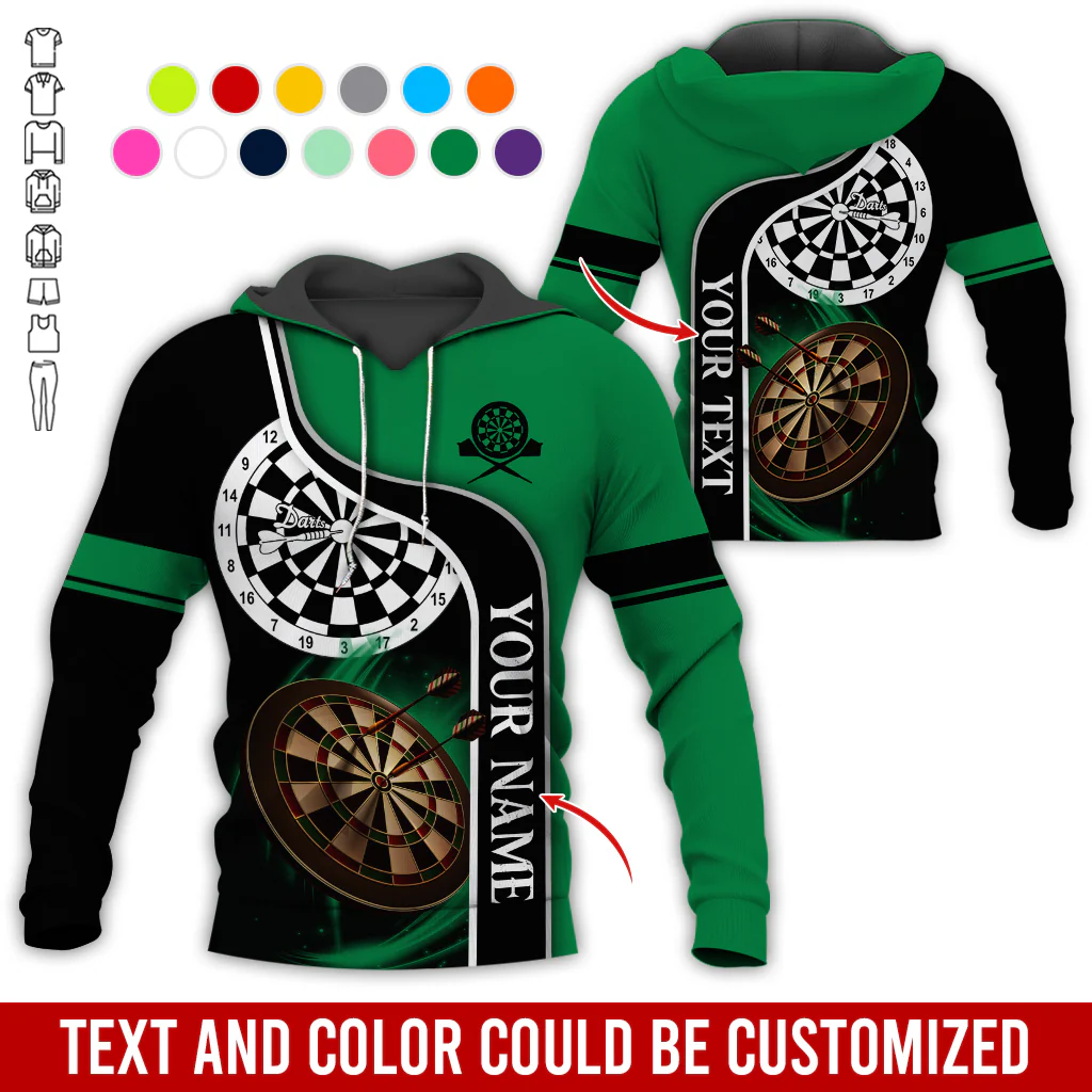 Customized Darts Premium Hoodie, Personalized Name & Text Darts Black Hoodie, Perfect Gift For Darts Lovers, Friend, Family - Image 5