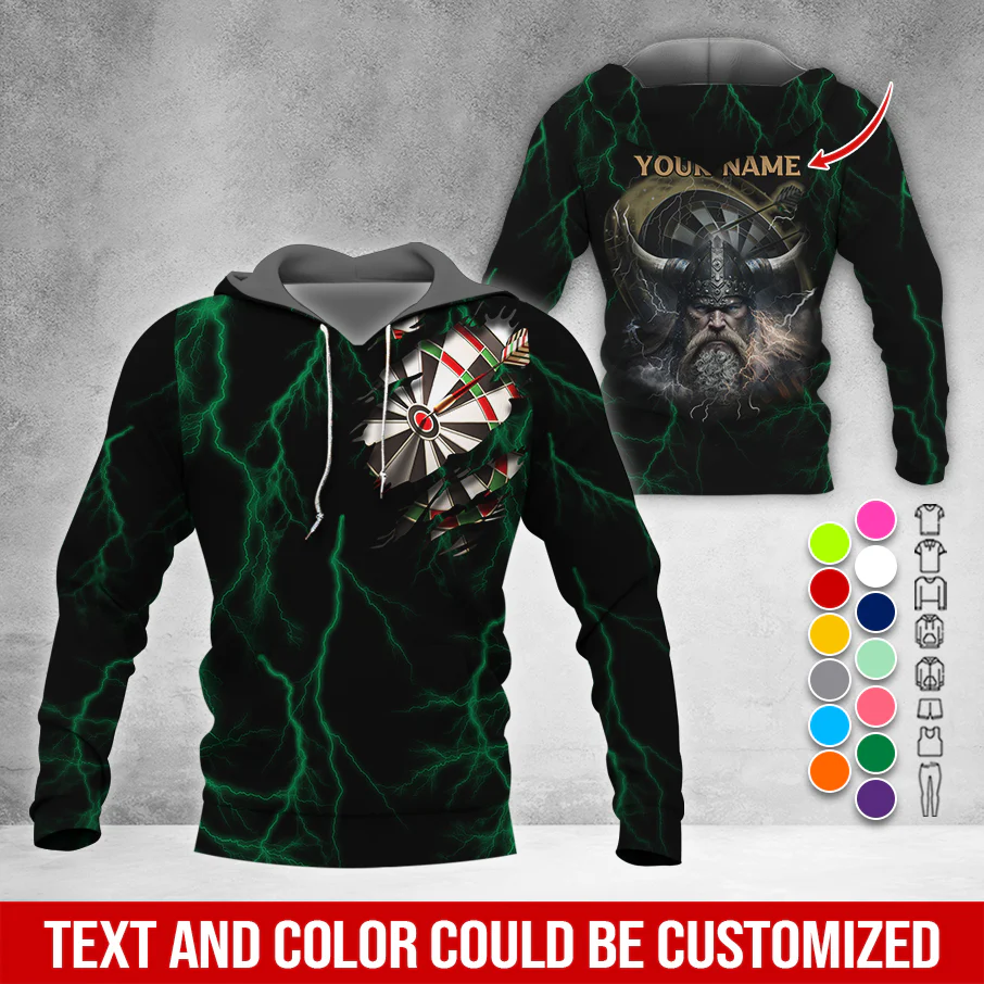Customized Name Darts Premium Hoodie, Viking Men & Lightning Darts Hoodie, Perfect Gift For Darts Lovers, Friend, Family - Image 6