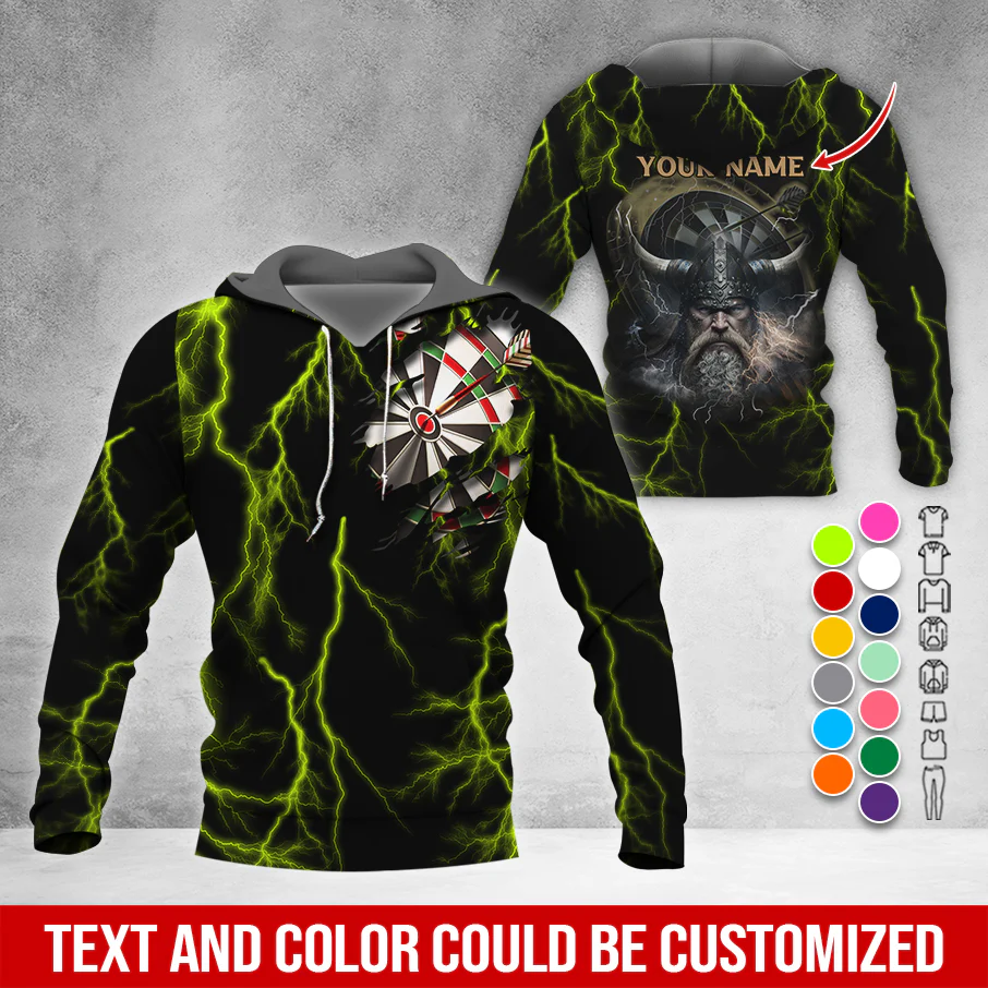 Customized Name Darts Premium Hoodie, Viking Men & Lightning Darts Hoodie, Perfect Gift For Darts Lovers, Friend, Family - Image 7