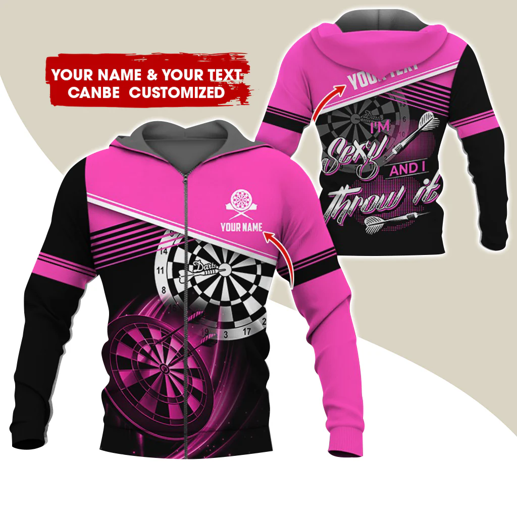 Customized Name Darts Premium Zip Hoodie, Custom Name & Text I'm Sexy And I Throw It Zip Hoodie For Men & Women - Gift For Darts Lovers, Darts Players - Image 12