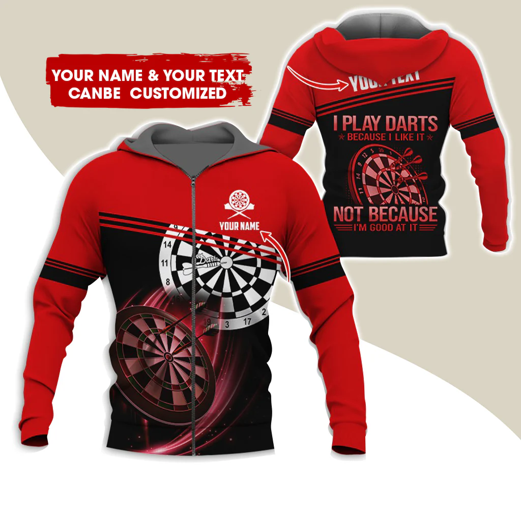 Customized Name Darts Premium Zip Hoodie, Personalized I Play Darts Zip Hoodie For Men & Women - Gift For Darts Lovers, Darts Players - Image 11