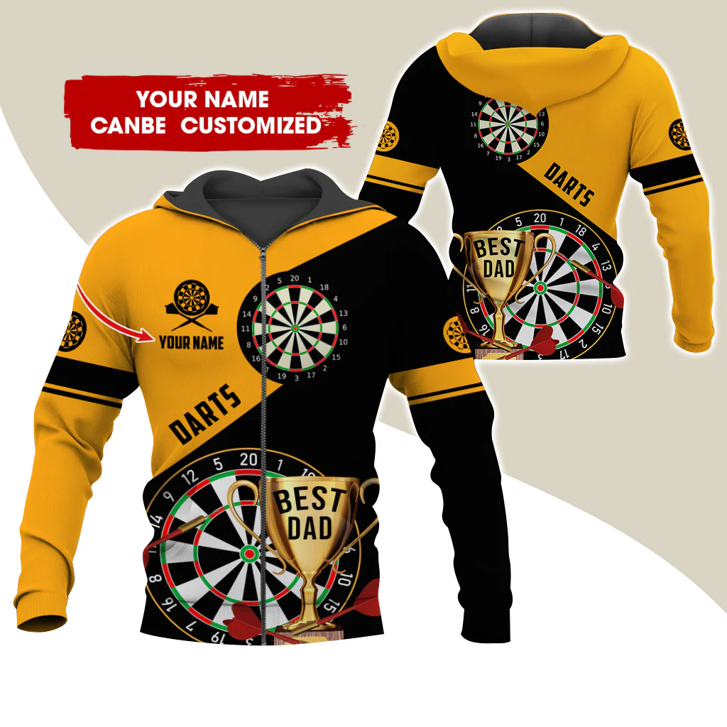 Customized Name Darts Premium Zip Hoodie , Personalized Name Best Dad Darts Zip Hoodie For Men & Women - Gift For Darts Lovers, Darts Players - Image 7