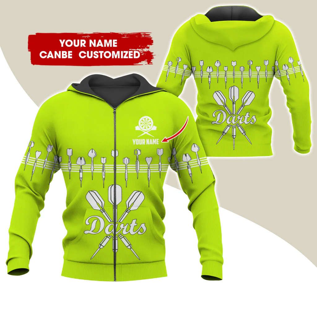 Customized Name Darts Premium Zip Hoodie, Personalized Name Darts Zip Hoodie For Men & Women - Gift For Darts Lovers, Darts Players - Image 10