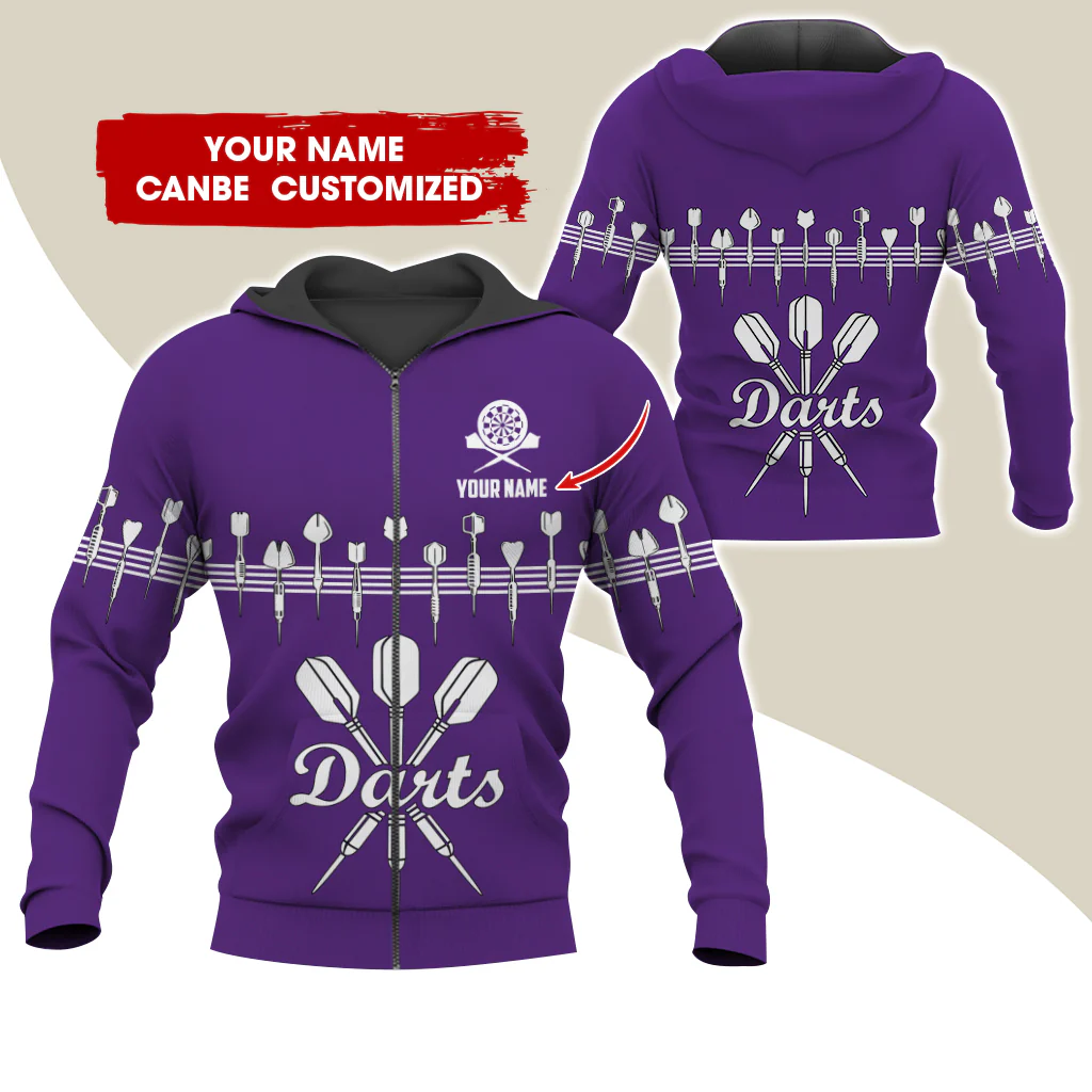 Customized Name Darts Premium Zip Hoodie, Personalized Name Darts Zip Hoodie For Men & Women - Gift For Darts Lovers, Darts Players - Image 11