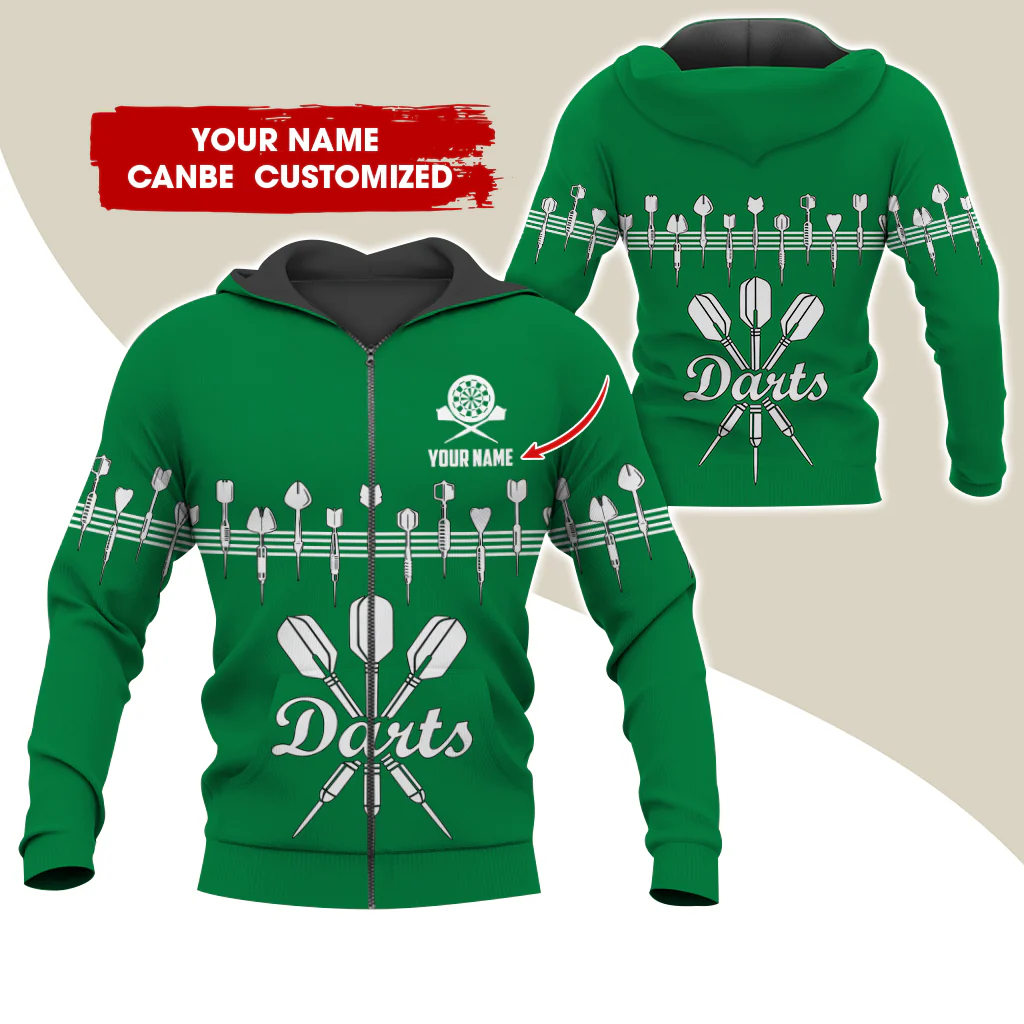 Customized Name Darts Premium Zip Hoodie, Personalized Name Darts Zip Hoodie For Men & Women - Gift For Darts Lovers, Darts Players - Image 12