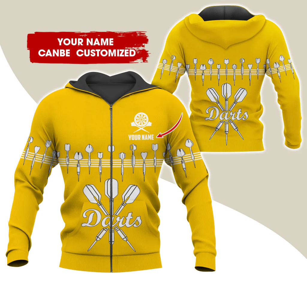 Customized Name Darts Premium Zip Hoodie, Personalized Name Darts Zip Hoodie For Men & Women - Gift For Darts Lovers, Darts Players - Image 8