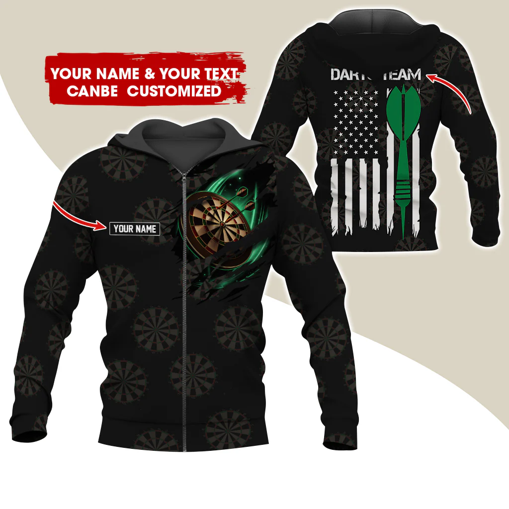 Customized Name Darts Premium Zip Hoodie, Personalized Name & Team Play Darts Team Zip Hoodie For Men & Women - Gift For Darts Lovers, Darts Players - Image 10