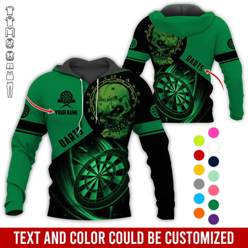 Customized Name Darts Skull Premium Hoodie, Darts Master Skull Pattern Hoodie, Perfect Gift For Darts Lovers, Friend, Family - Image 5