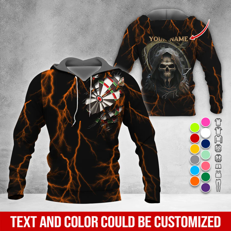 Customized Name Darts Skull Premium Hoodie, Lightning & Death Darts Hoodie, Perfect Gift For Darts Lovers, Darts Player - Image 12