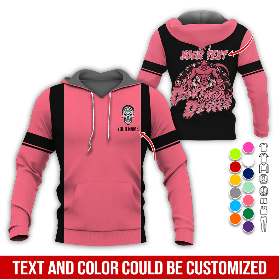 Customized Name Darts Skull Premium Hoodie, Personalized Name & Text Darts Hoodie, Darts Devils Hoodie, Perfect Gift For Darts Lovers, Friend, Family - Image 10