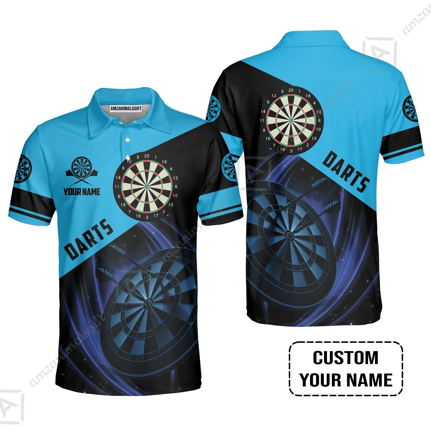 Customized Name Darts Sweatshirt, Dartboard Personalized Name Blue Darts Team Sweatshirt - Image 6