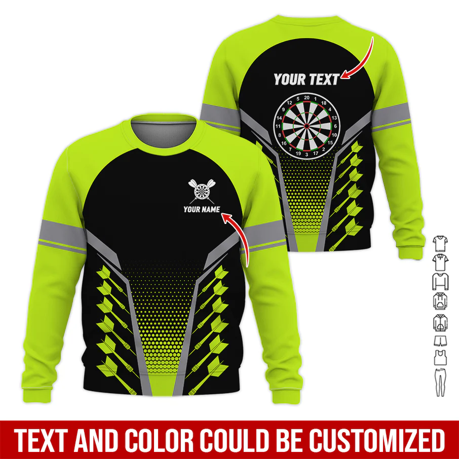 Customized Name Darts Sweatshirt, Darts & Dartboards Pattern Love Darts Shirts - Gift For Darts Lovers, Friend, Family - Image 3