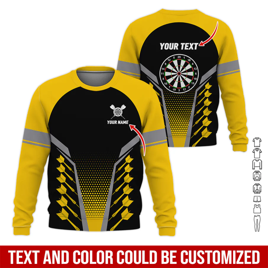 Customized Name Darts Sweatshirt, Darts & Dartboards Pattern Love Darts Shirts - Gift For Darts Lovers, Friend, Family - Image 6