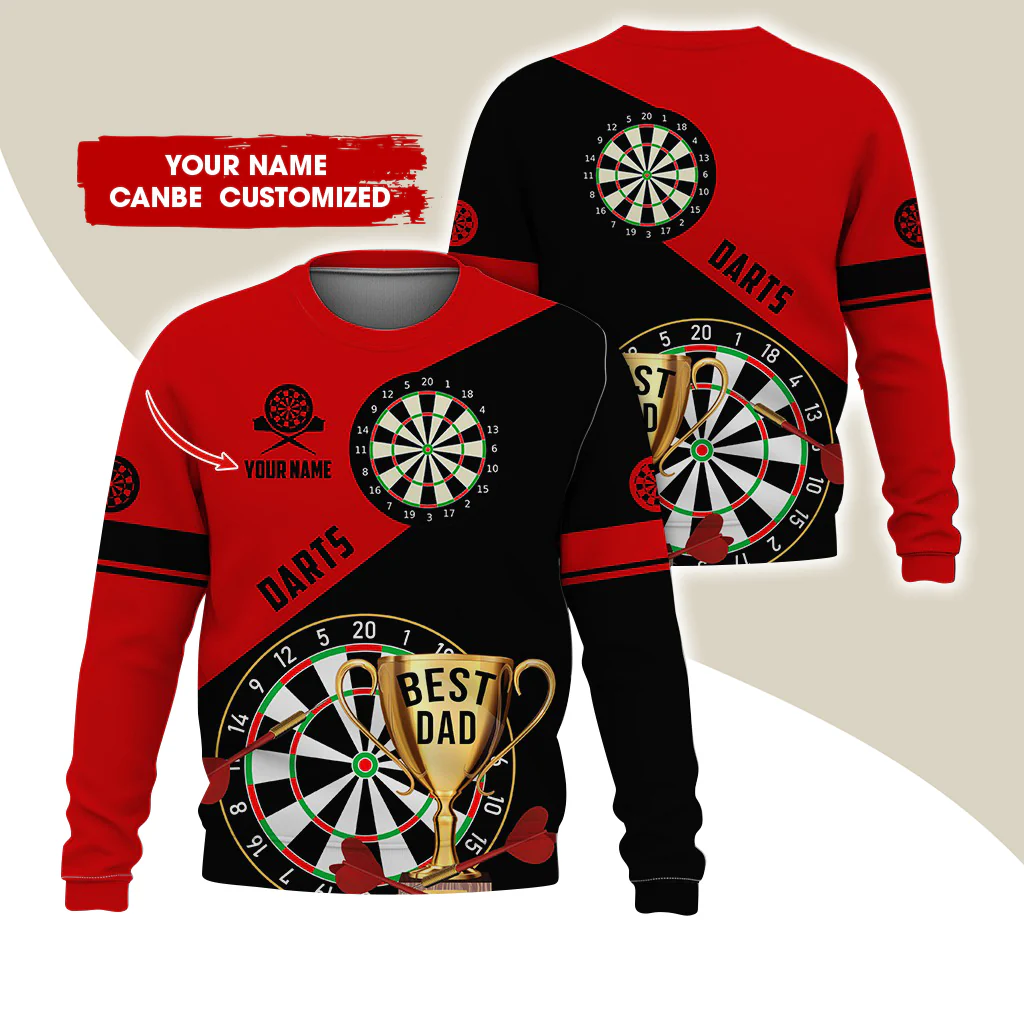 Customized Name Darts Sweatshirt, Personalized Best Dad Cup Champion Sweatshirt For Men & Women - Gift For Darts Lovers, Darts Players - Image 4
