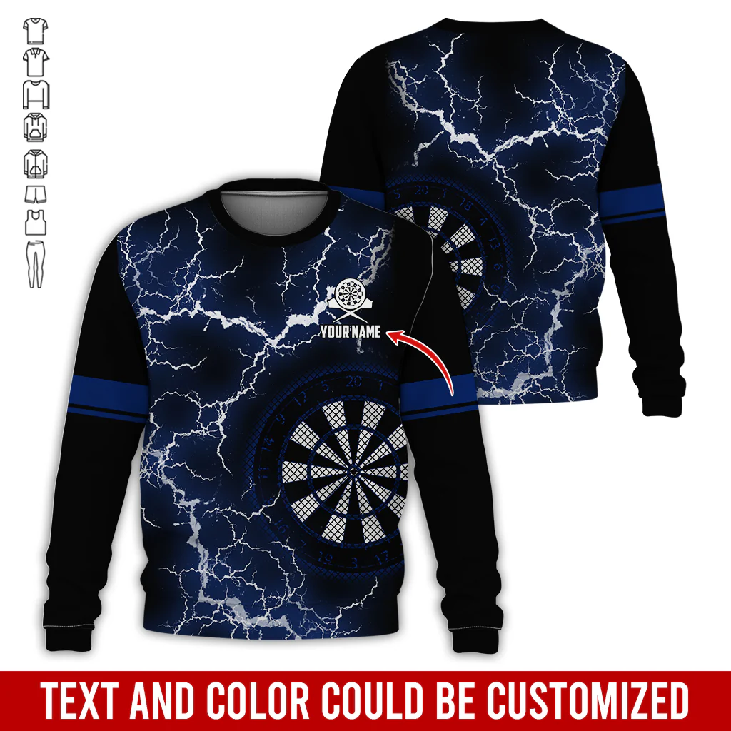 Customized Name Darts Sweatshirt, Personalized Name Thunder Lightning Darts Sweatshirt For Men & Women - Gift For Darts Lovers, Darts Players - Image 7