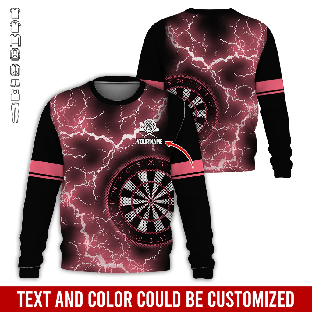 Customized Name Darts Sweatshirt, Personalized Name Thunder Lightning Darts Sweatshirt For Men & Women - Gift For Darts Lovers, Darts Players - Image 9