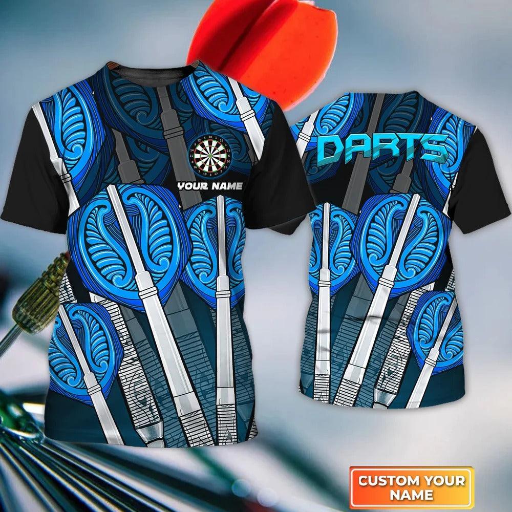 Customized Name Darts T Shirt, Blue Darts Shirt Personalized Name T Shirt For Men - Perfect Gift For Darts Game Lovers, Darts Players