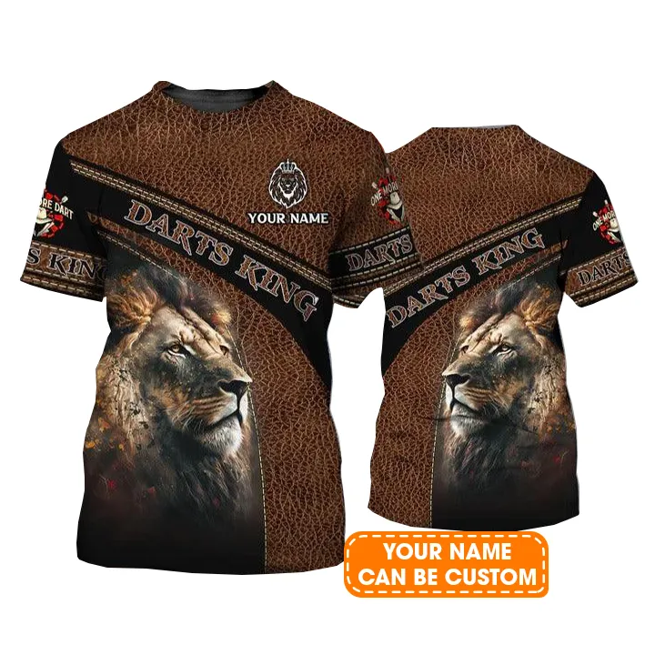 Customized Name Darts T Shirt, Darts King Personalized Name Lion And Darts T Shirt For Men - Perfect Gift For Darts Lovers, Darts Players - Image 2