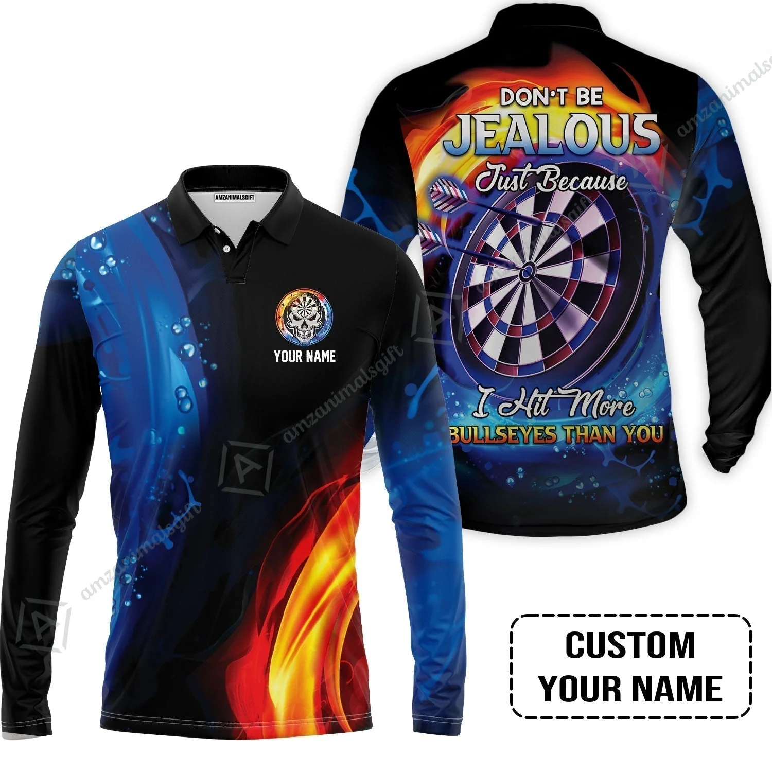 Customized Name Darts T-Shirt, Don't Be Jealous Personalized Skull Logo And Darts T-Shirt - Image 7