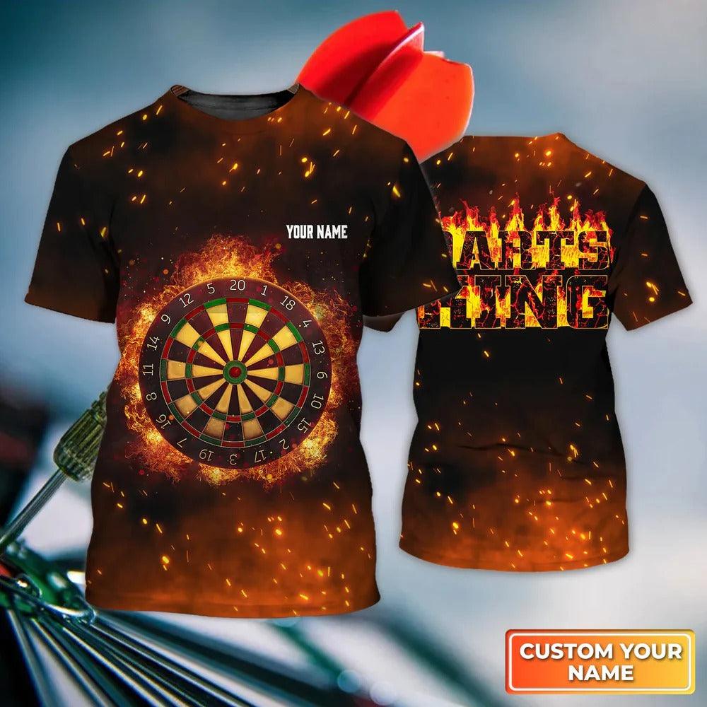 Customized Name Darts T Shirt, Flame Darts King Personalized Name T Shirt For Men  - Perfect Gift For Darts Game Lovers, Darts Players