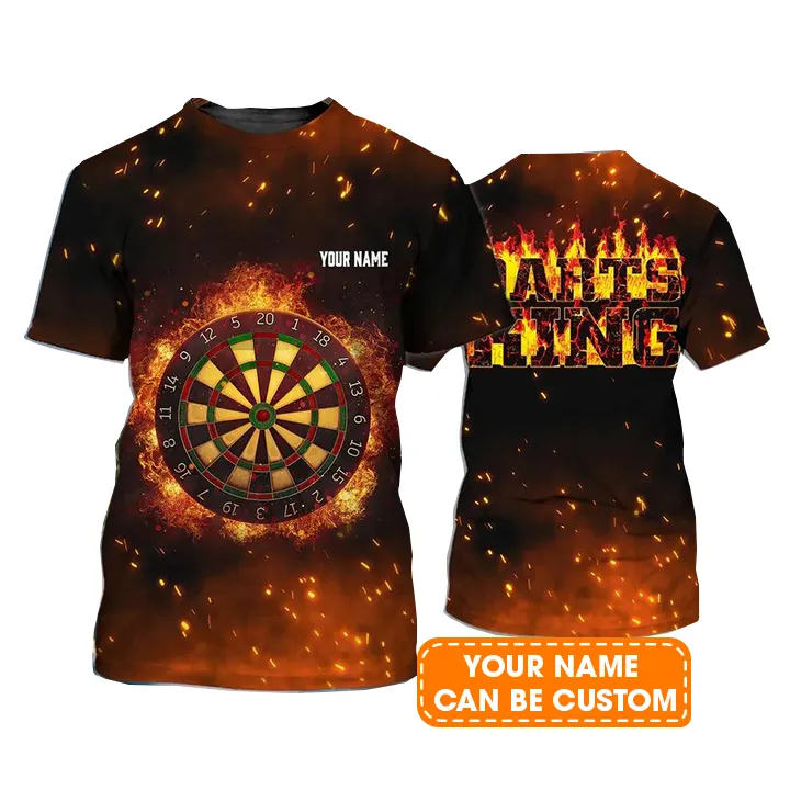 Customized Name Darts T Shirt, Flame Darts King Personalized Name T Shirt For Men  - Perfect Gift For Darts Game Lovers, Darts Players - Image 2