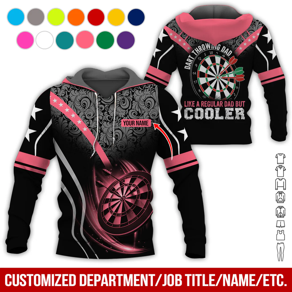 Customized Name Darts Tropical Pattern Hoodie, Like A Regular Dad But Cooler Hoodie, Perfect Gift For Darts Lovers, Darts Player - Image 10