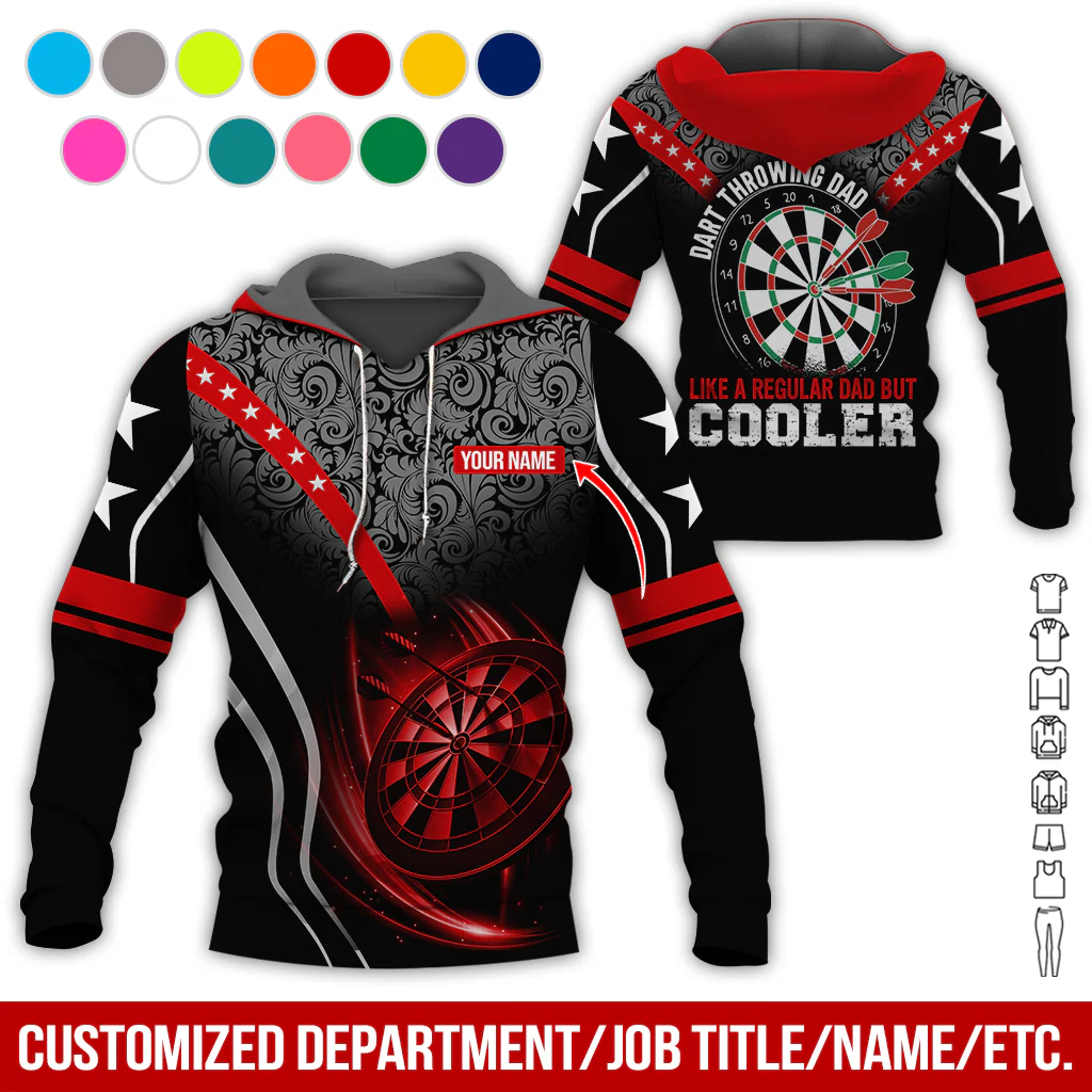 Customized Name Darts Tropical Pattern Hoodie, Like A Regular Dad But Cooler Hoodie, Perfect Gift For Darts Lovers, Darts Player - Image 12