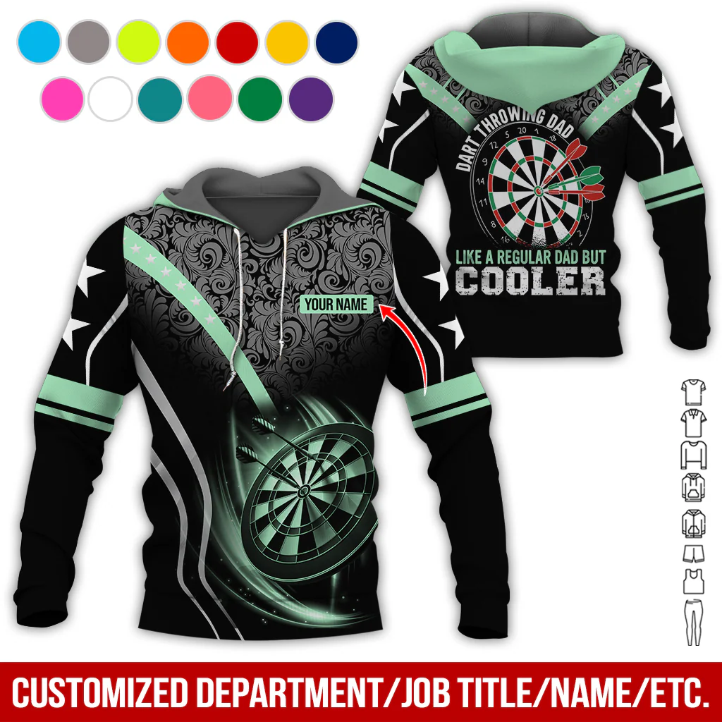 Customized Name Darts Tropical Pattern Hoodie, Like A Regular Dad But Cooler Hoodie, Perfect Gift For Darts Lovers, Darts Player - Image 3