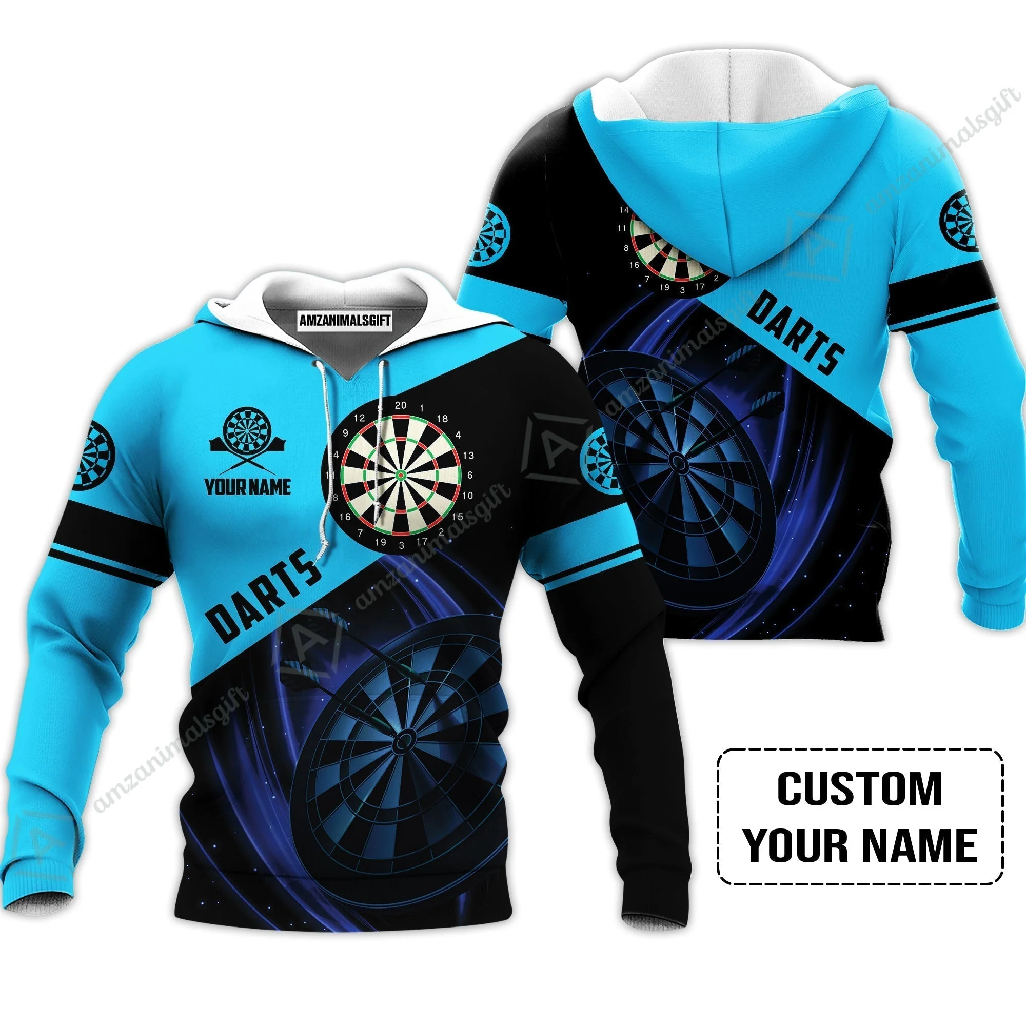 Customized Name Darts Women Polo Shirt, Dartboard Personalized Name Blue Darts Team Women Polo Shirt - Image 4