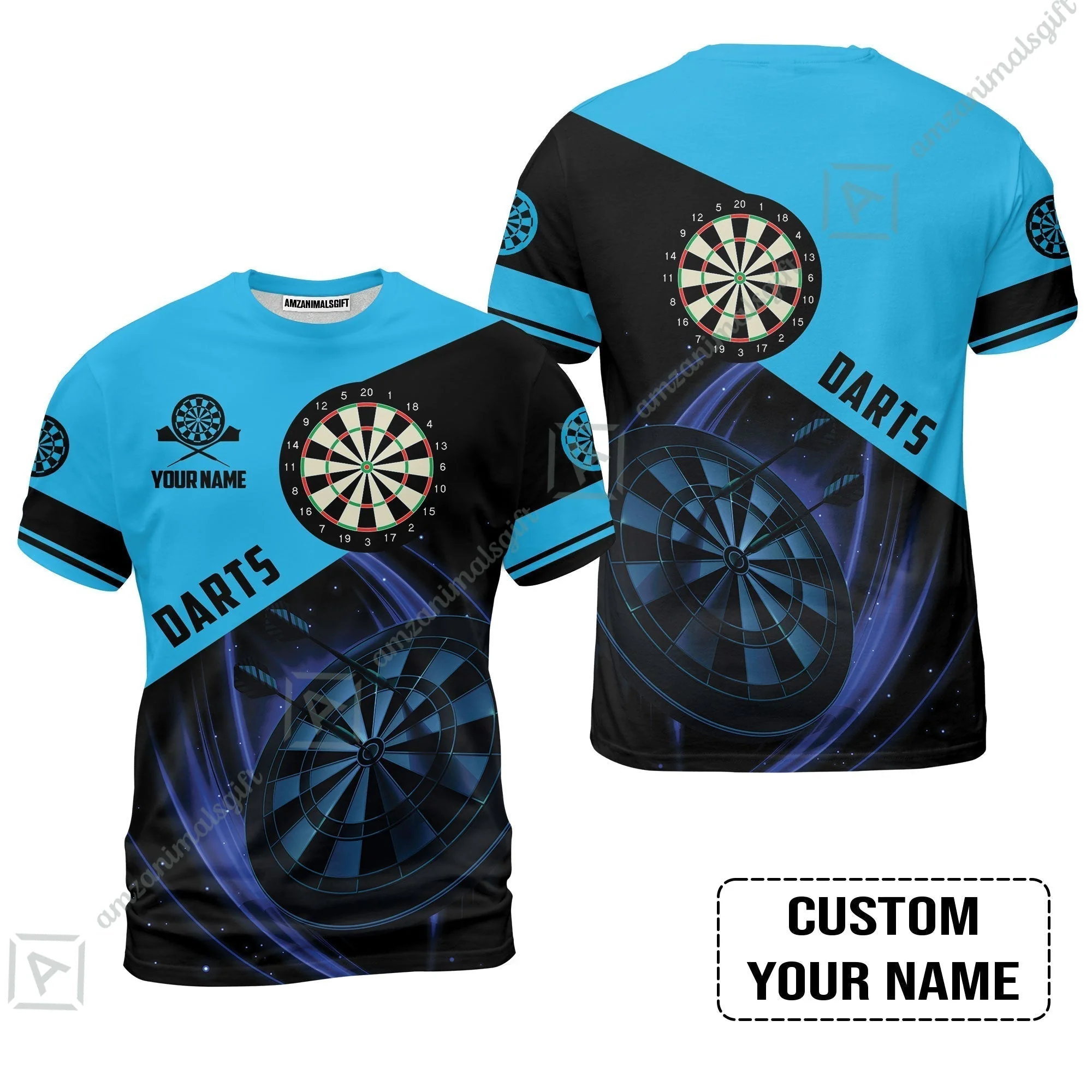 Customized Name Darts Women Polo Shirt, Dartboard Personalized Name Blue Darts Team Women Polo Shirt - Image 9
